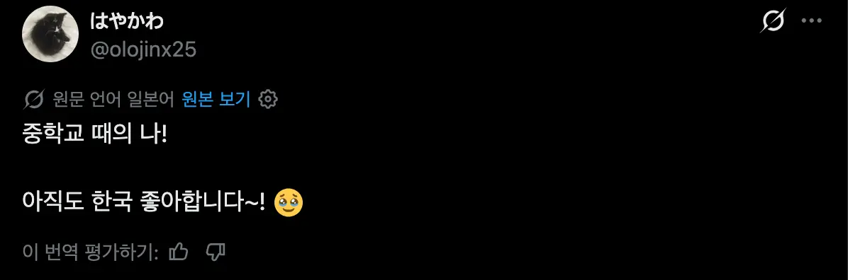 Screenshot 2026-06-13 at 15-02-18 X에서 はやかわ 님 中学校の時のわたし！ 아직도 한국 좋아합니다_! 🥹 _ X.png