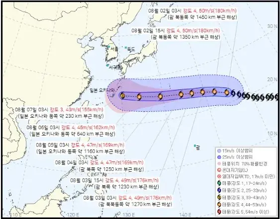 111.jpg 13호 태풍 돌핀 오늘 새벽자 예상 경로