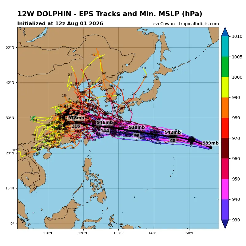 12W_eps_latest.png 13호 태풍 돌핀 오늘 새벽자 예상 경로