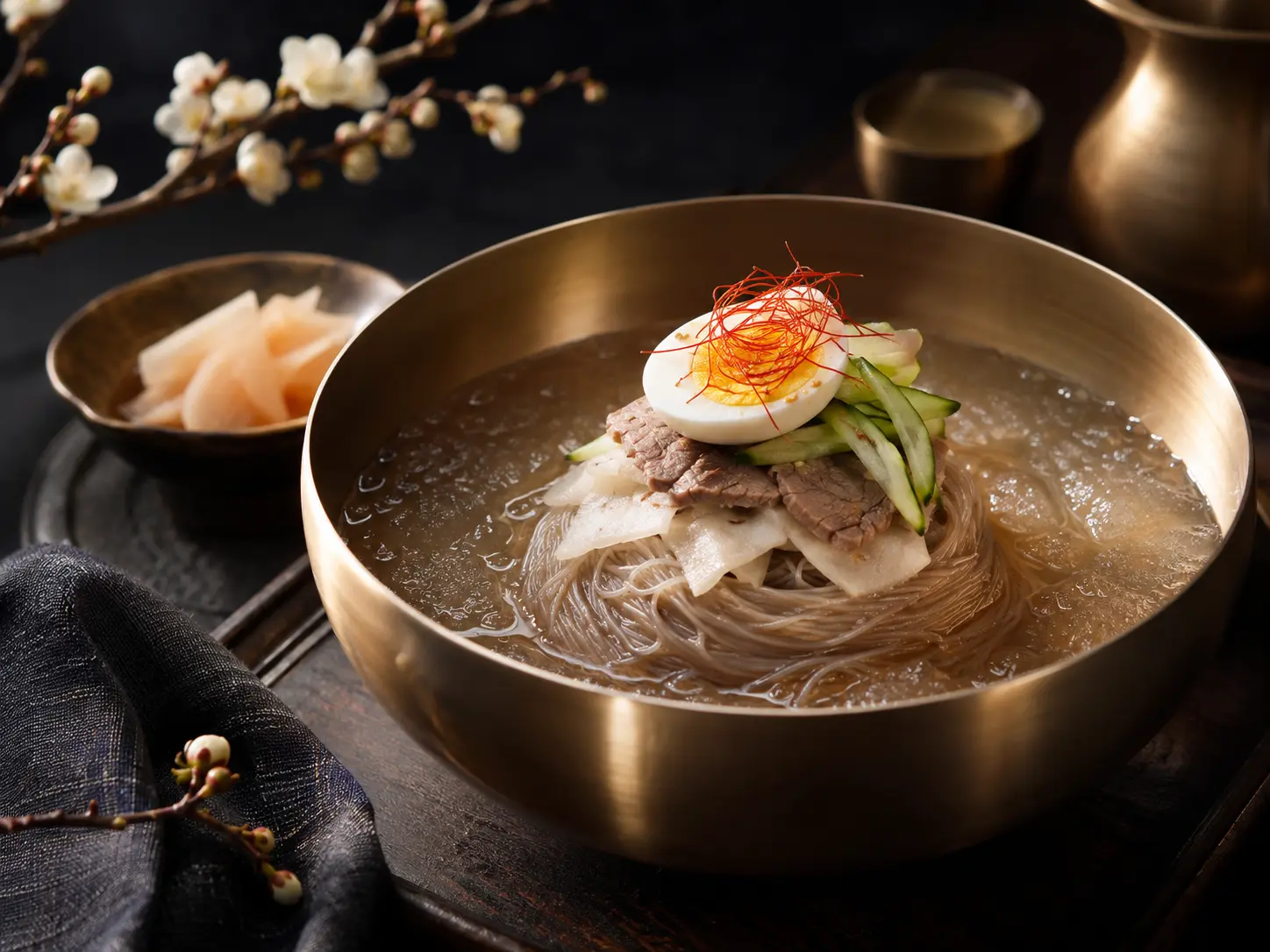 고급스러운 금빛 냉면 한 그릇.png